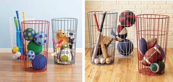 Panier métallique pour ranger les équipements sportifs et les gros jouets