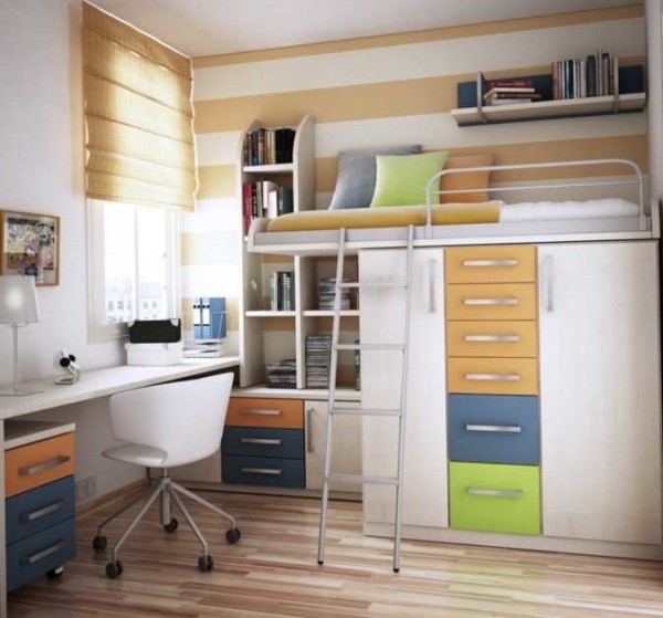 Un ensemble de meubles avec un lit mezzanine
