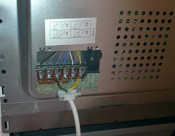 Bornier auquel vous devez connecter le cordon électrique