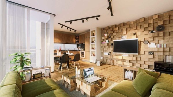 Mur en bois volumétrique - décor élégant