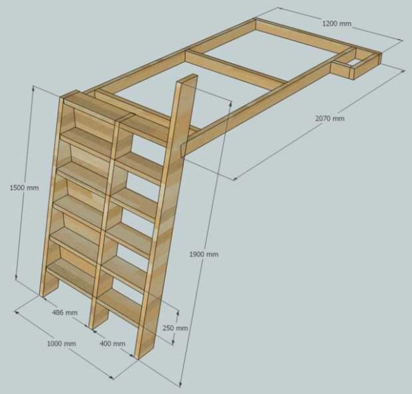 Projet: lit mezzanine pour filles