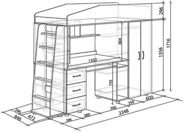 Un coin entier avec une armoire et un lieu de travail