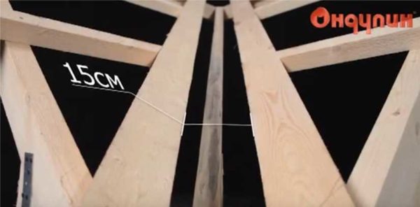 Il devrait y avoir un espace de 15 cm entre les deux planches sous l'onduline