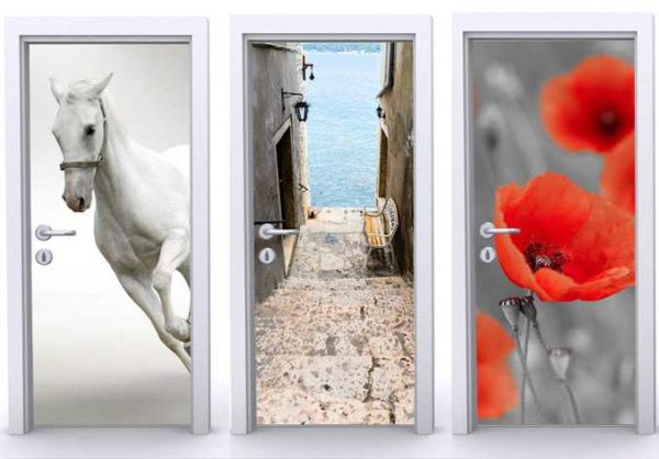 Seulement trois options pour une porte avec papier peint photo