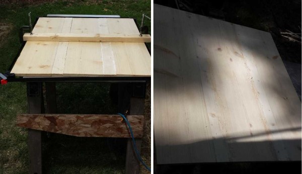 Nous collons le plateau des planches