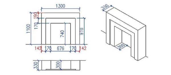Dimensions approximatives d'une cheminée à bougie