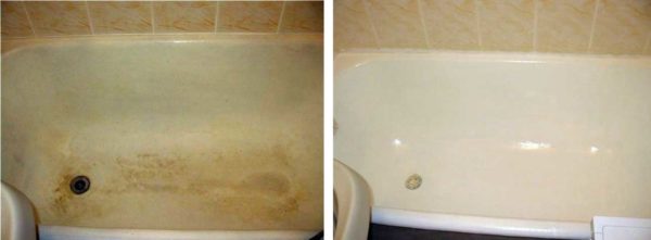 C'est un bain avant et après la restauration avec de l'acrylique en vrac