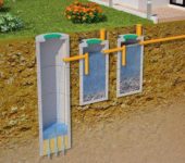 Schéma d'une fosse septique à partir de piquets en béton