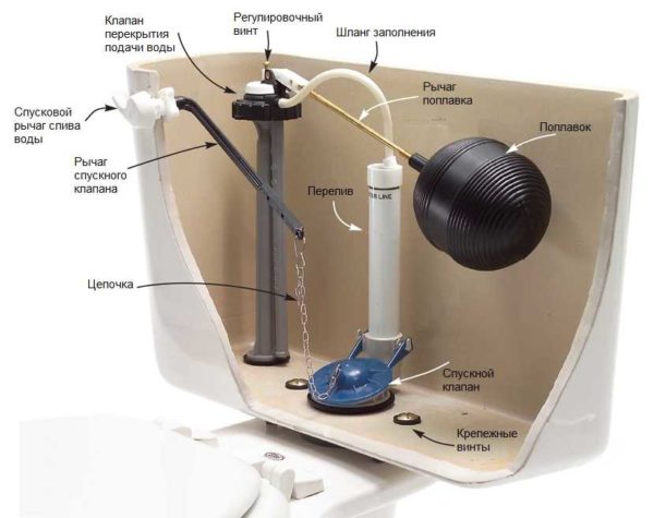 Dispositif de réservoir avec alimentation en eau par le bas