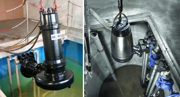 Options d'installation des pompes submersibles pour les eaux usées (fosse septique, puits de drainage et de stockage)