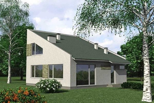 Projet d'une petite maison sous un toit en pente