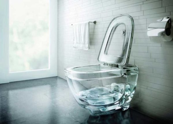 Cuvette de toilette transparente .... ressemble à une blague