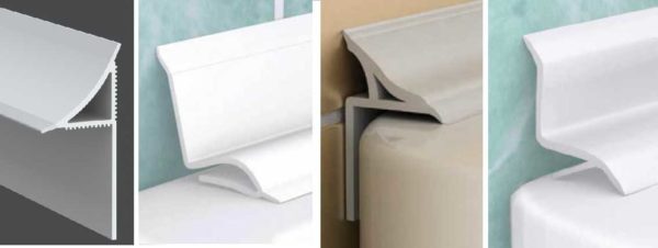 Plusieurs profils de bordures de bain en plastique