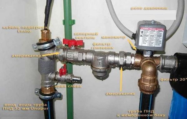 Exemple de tuyauterie d'un pressostat pour une pompe