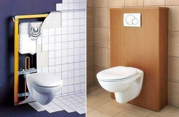 L'installation du bloc pour une toilette ou un bidet est fixée à un mur solide