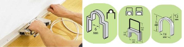 Fixation des câbles avec une agrafeuse et des supports spéciaux