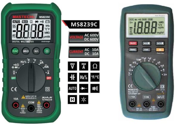 Les multimètres automatiques sur la balance n'ont que des types de mesures