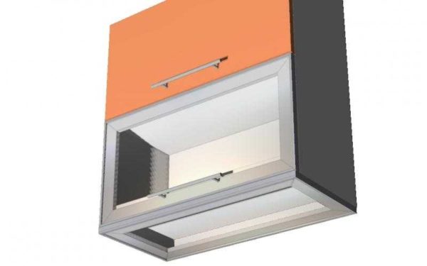 Faire un double fond dans les armoires, installer une lampe fluorescente à l'intérieur et fixer le verre sur les coins en aluminium
