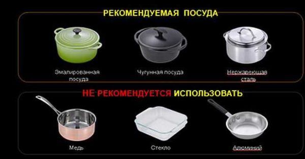 La plupart des problèmes avec une cuisinière à induction sont associés à une mauvaise sélection d'ustensiles de cuisine.