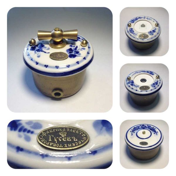 La firme russe Gusev produit des prises / interrupteurs en porcelaine avec peinture