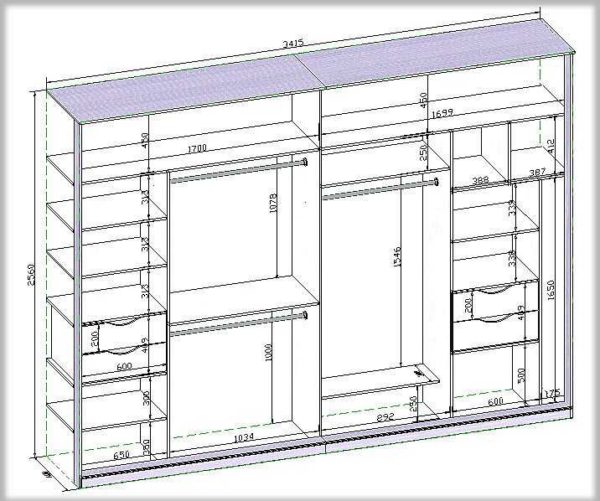 Remplir l'armoire avec des dimensions approximatives