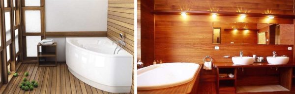 Bois dans la décoration de la salle de bain