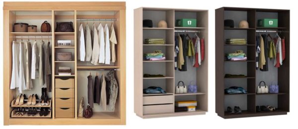 Disposition de l'armoire coulissante à l'intérieur: deux et trois portes