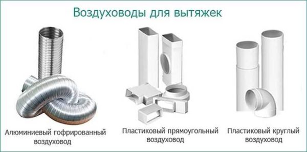 Types de conduits d'air pour hottes de cuisine