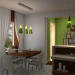 Gris pour la couleur de fond et vert clair pour le mur d'accent