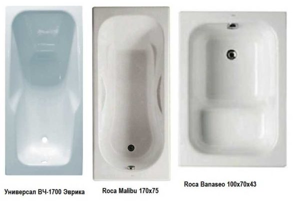 Si nous parlons de bains en fonte de la forme habituelle, ils peuvent être comme ça
