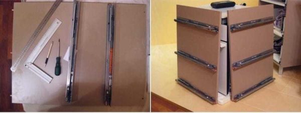Installation de rails dans une armoire à tiroirs
