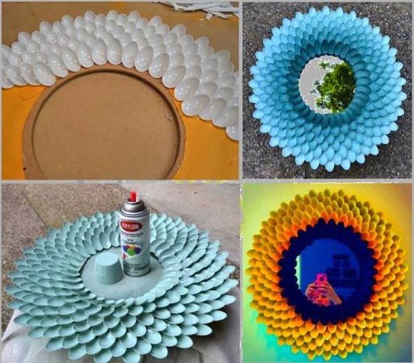 Décor de miroir bricolage: utilisez des cuillères en plastique