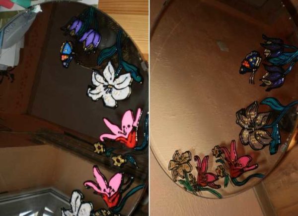 Décorer un miroir avec des peintures pour vitraux