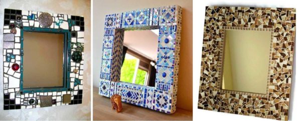 Cadres de miroir en mosaïque faits maison