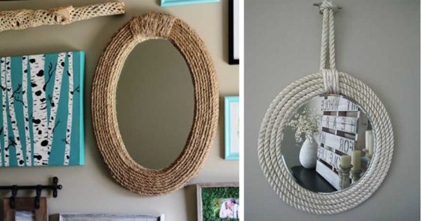 Décor de miroir en corde