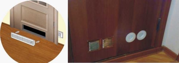 Il existe également des grilles de ventilation spéciales pour l'installation dans la porte
