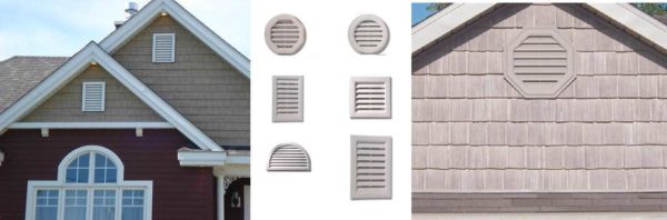 Grilles de ventilation sur le fronton