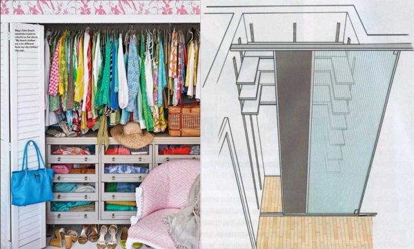 Deux types de portes pour gagner de la place - coulissantes (coulissantes) et un livre