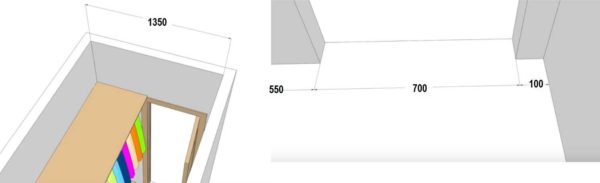 Avec la largeur de l'ancien débarras de 130 à 150 cm