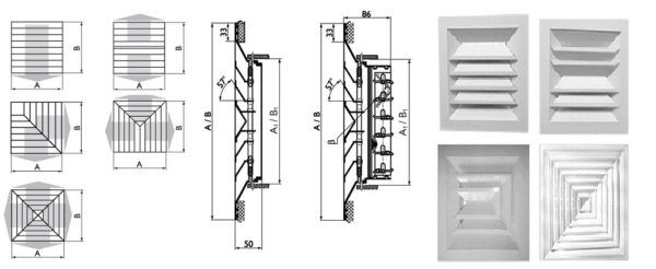 Diffuseurs de plafond à fentes et direction de l'air