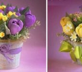 Un bouquet de papier ondulé avec des bonbons est une belle surprise