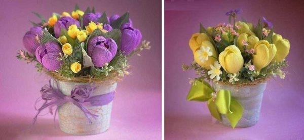 Un bouquet de papier ondulé avec des bonbons est une belle surprise