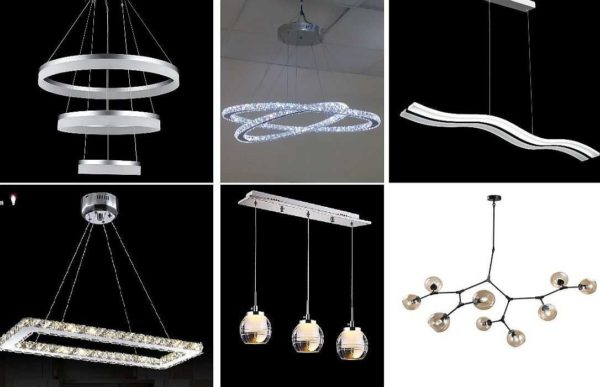 Il y a des lustres LED sur les suspensions, il y a - plafond