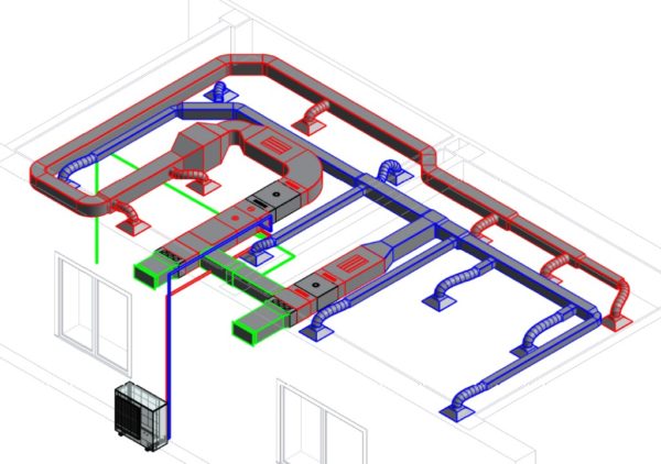 Avec une ventilation centralisée d'alimentation et d'extraction, le chauffage ou la climatisation peuvent être organisés
