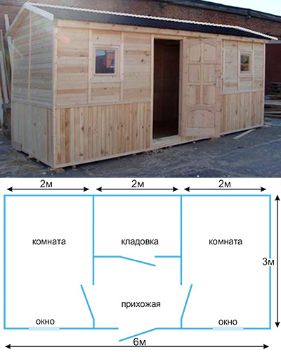 Vestiaire campagnard de deux pièces avec toilettes et douche 6 * 3 mètres