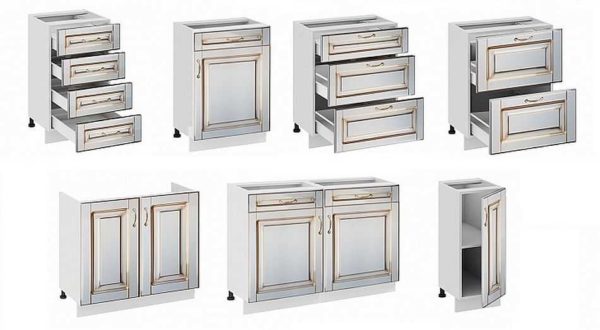 Modules au sol pour cuisine préfabriquée
