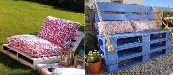 Deux types de canapés / bancs pour la détente