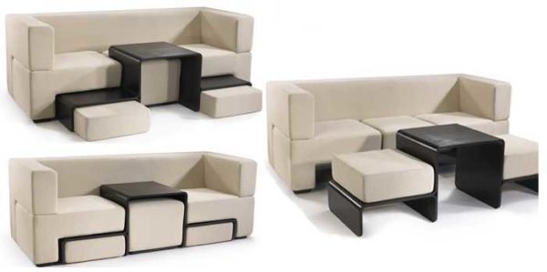 Et un canapé, une table et des poufs ... Mobilier modulable