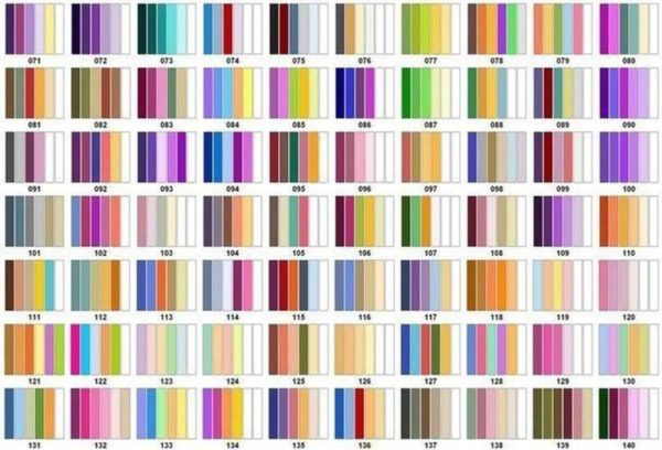 Table de combinaison de couleurs à l'intérieur - plusieurs options