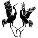 Pochoir de grues dansantes - selon les légendes, heureusement